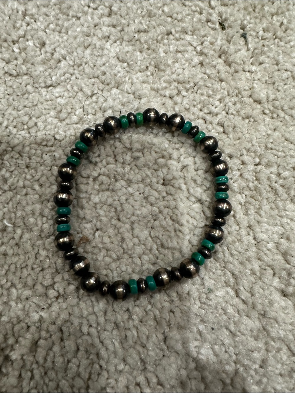 Beaded Stretch Bracelet with Teal Accents